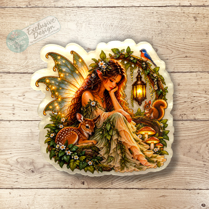 Green Woodland Fairy and Friends Flat Back Acrylic 2pc. - Design Exclusive!