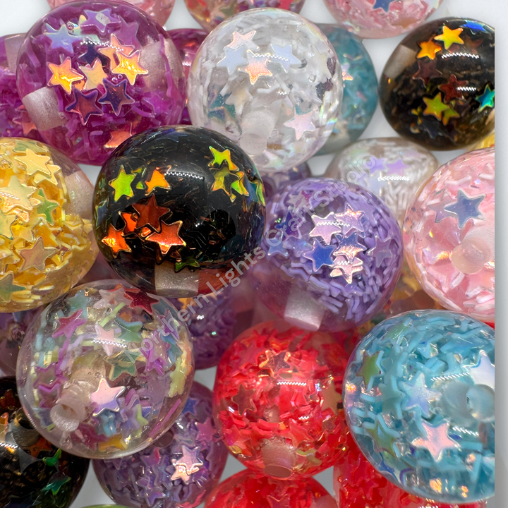 Irridesenct UV Fire Opal Star 16mm Shiny Beads - 20pc.