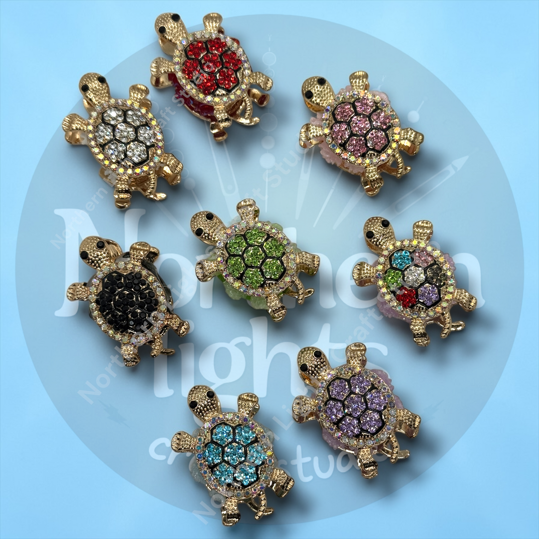Rhinestone Double Sided Turtle Fancy Bead - READ DESCRIPTION