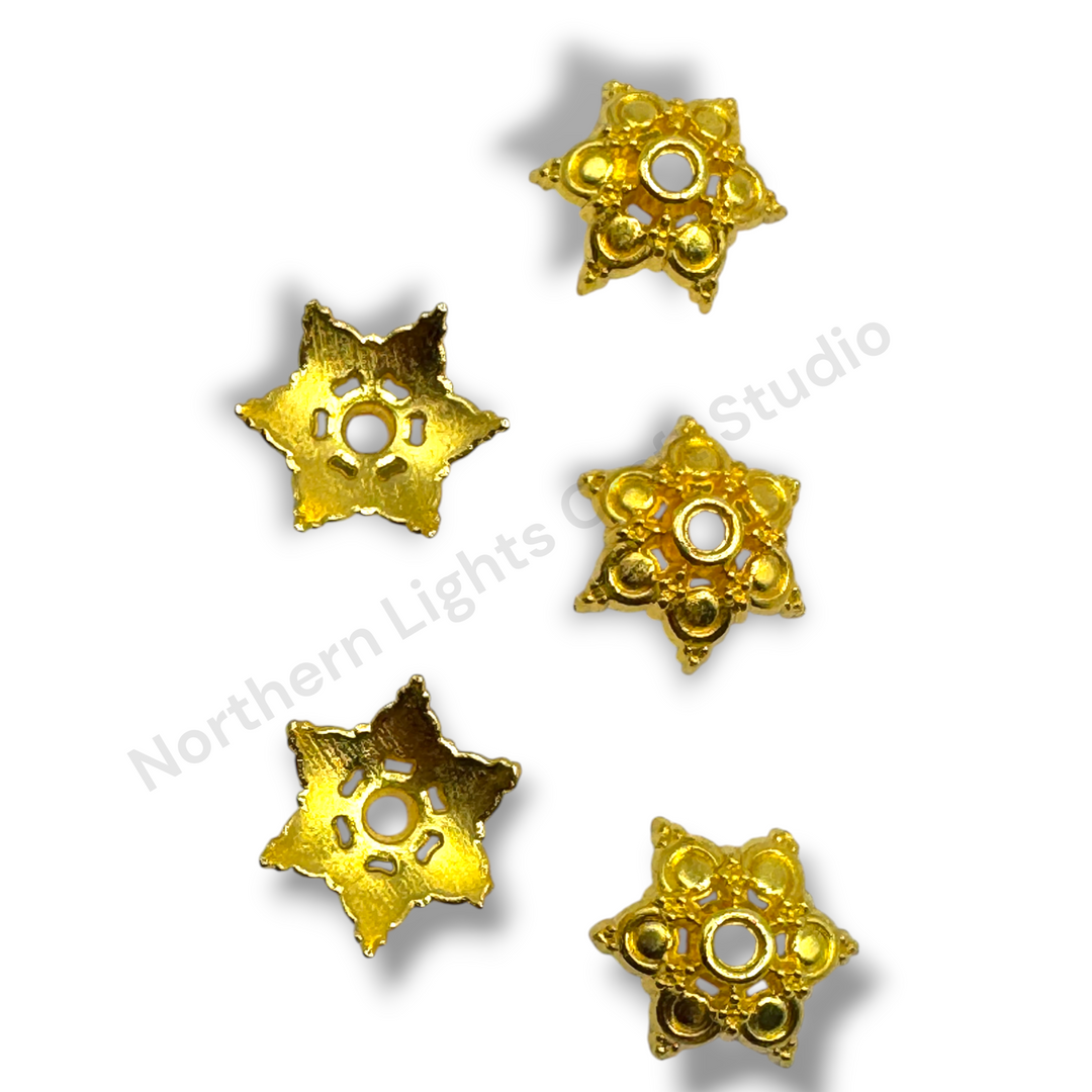 Metal Star Point 16mm Bead Cap  - 20pc.