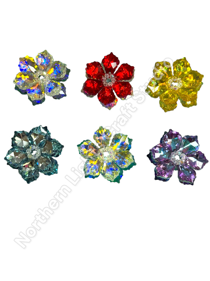 Handmade Glass Crystal Flower Double Layer Bead - 40mm