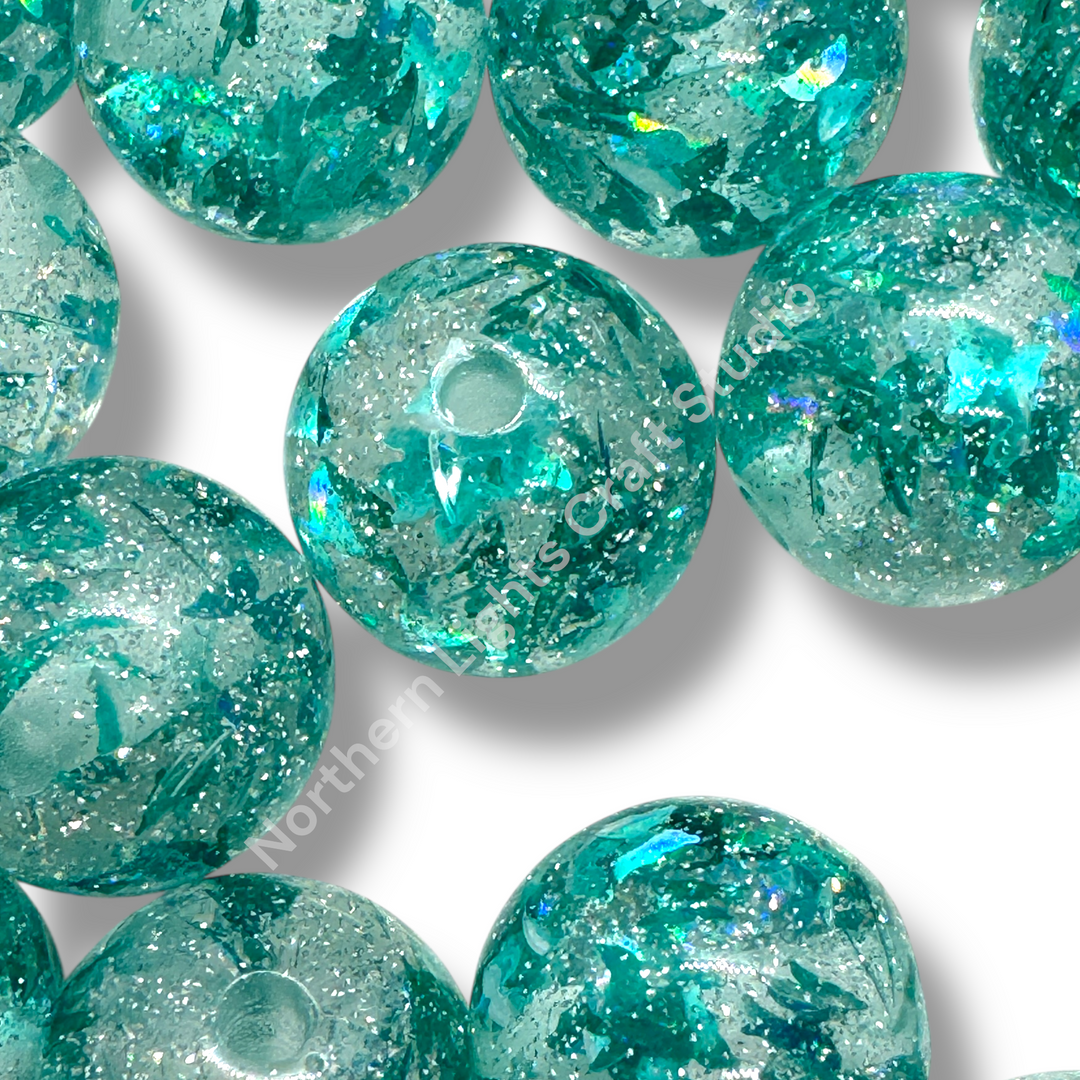 Glitter Foil Teal Butterfly Beads 16mm - 20pc.