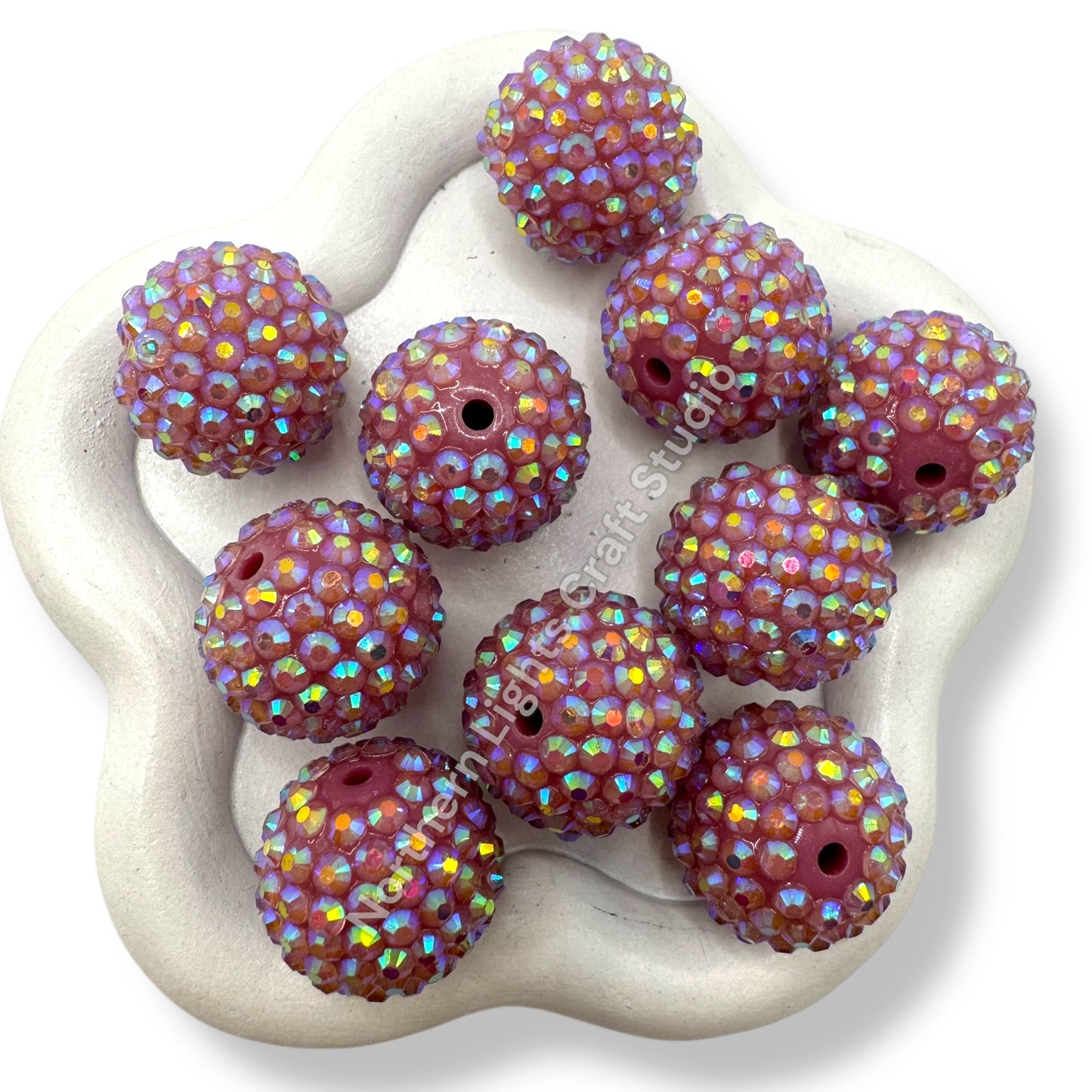 Berry AB 20mm Acrylic Rhinestone Bubblegum Beads - 10pc.