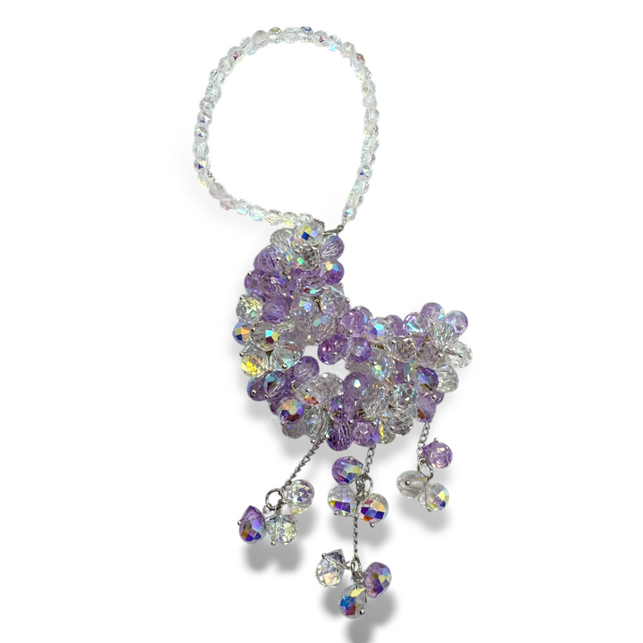 Purple and AB Crystal Moon Suncatcher / Moon Car Charm