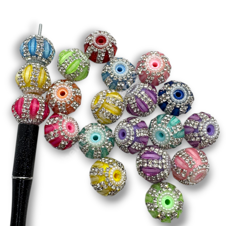 Fancy Pumpkin Slice Rhinestone Opaque Slice Beads - 5pc. Mix