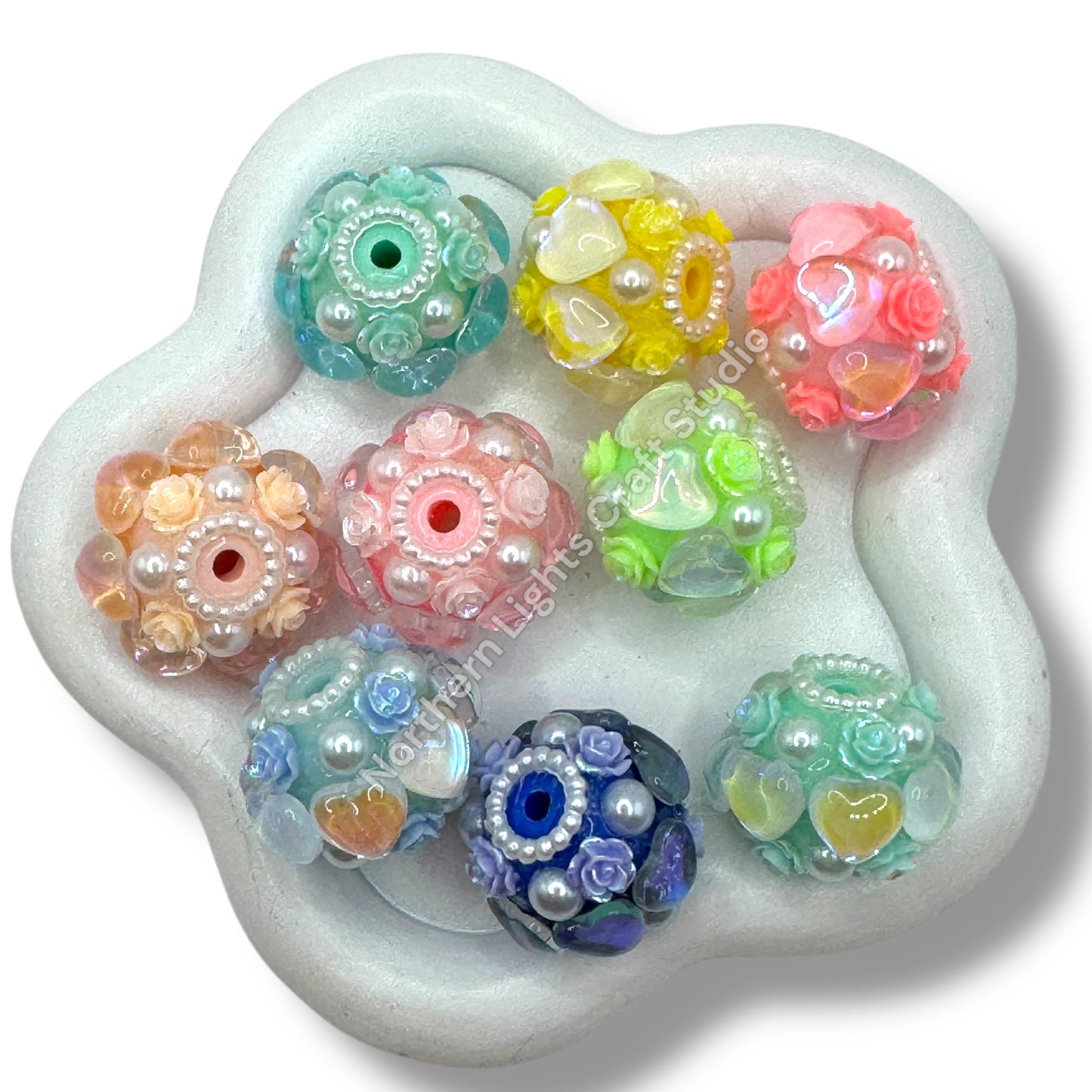Flower Heart Bubble Beads - 5 pc. Mix