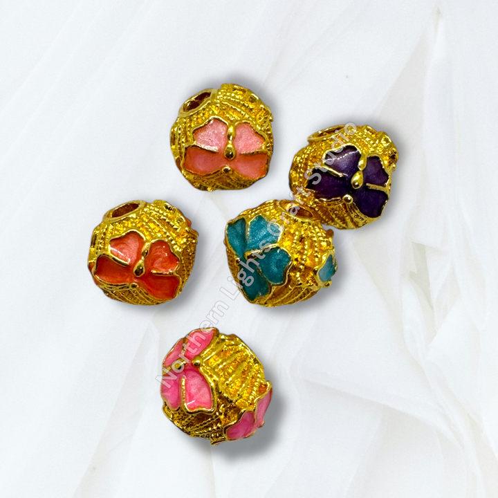 Copper Gold Plated Enamel Butterfly 10mm Beads - 10pc. mix