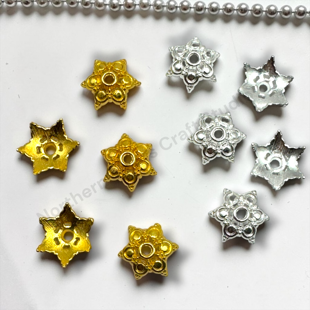 Metal Star Point 16mm Bead Cap  - 20pc.