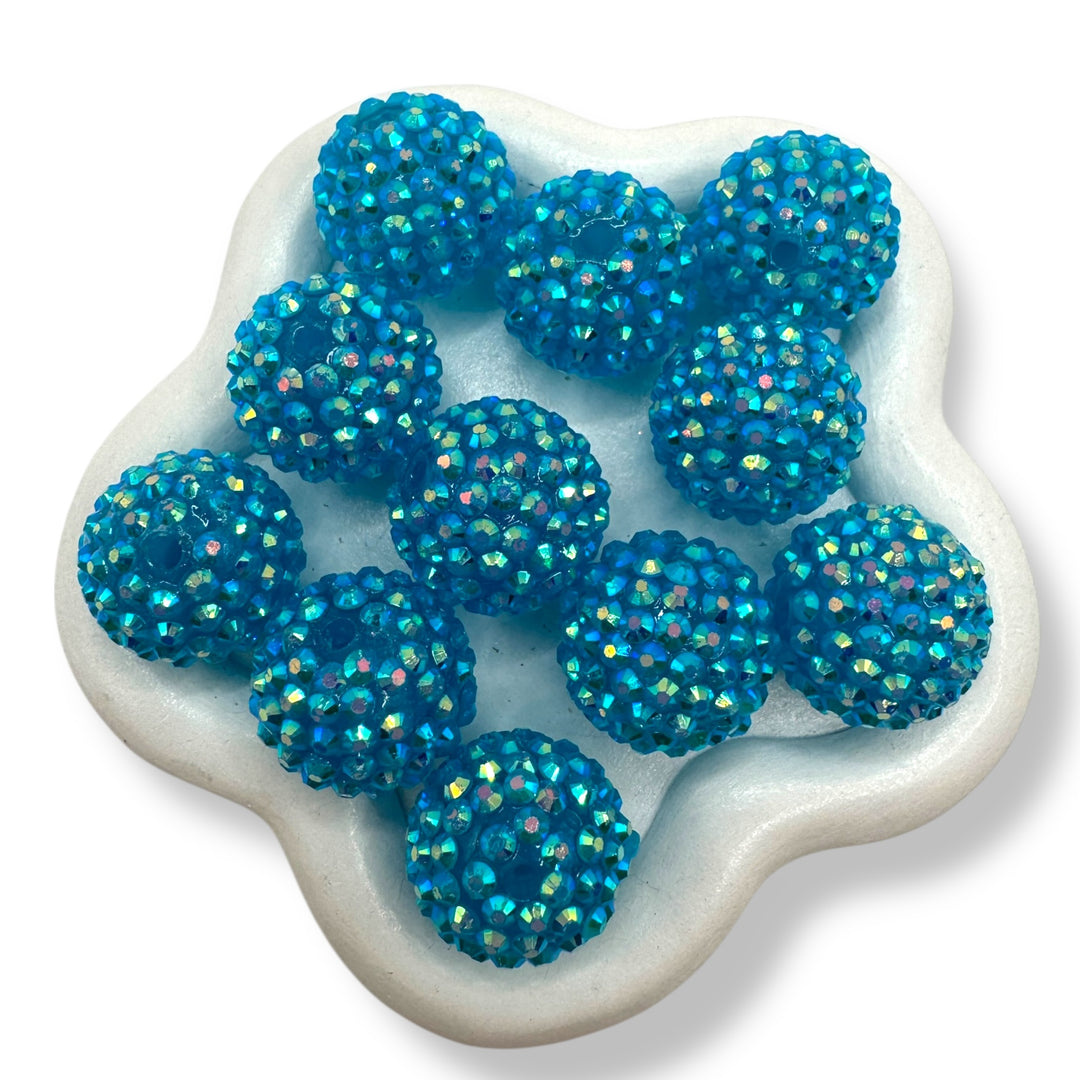 Light Blue AB 20mm Acrylic Rhinestone Bead - 10pc