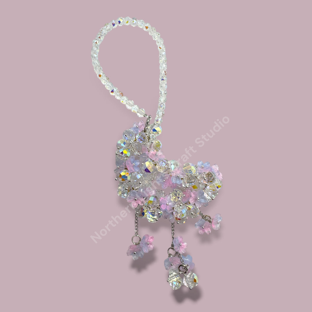 AB And Purple Pink Ombre Flower Crystal Moon Suncatcher Car Charm