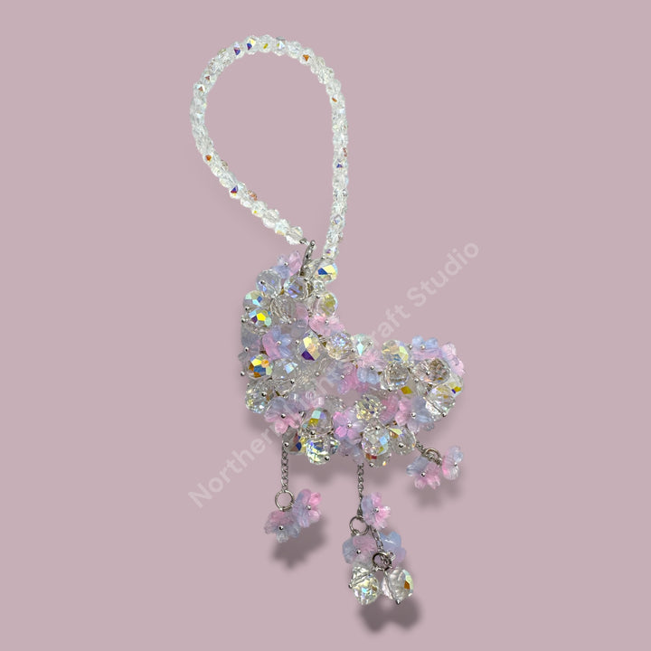 AB And Purple Pink Ombre Flower Crystal Moon Suncatcher Car Charm