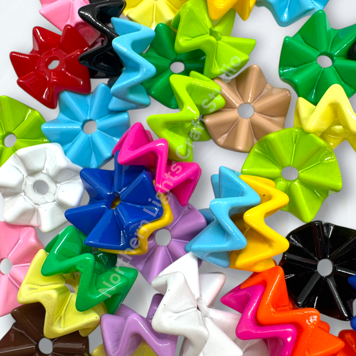 Colorful Zig Zag Acrylic Wavy 16mm Spacers  -Gold, Silver, or Mix- 50 pcs.