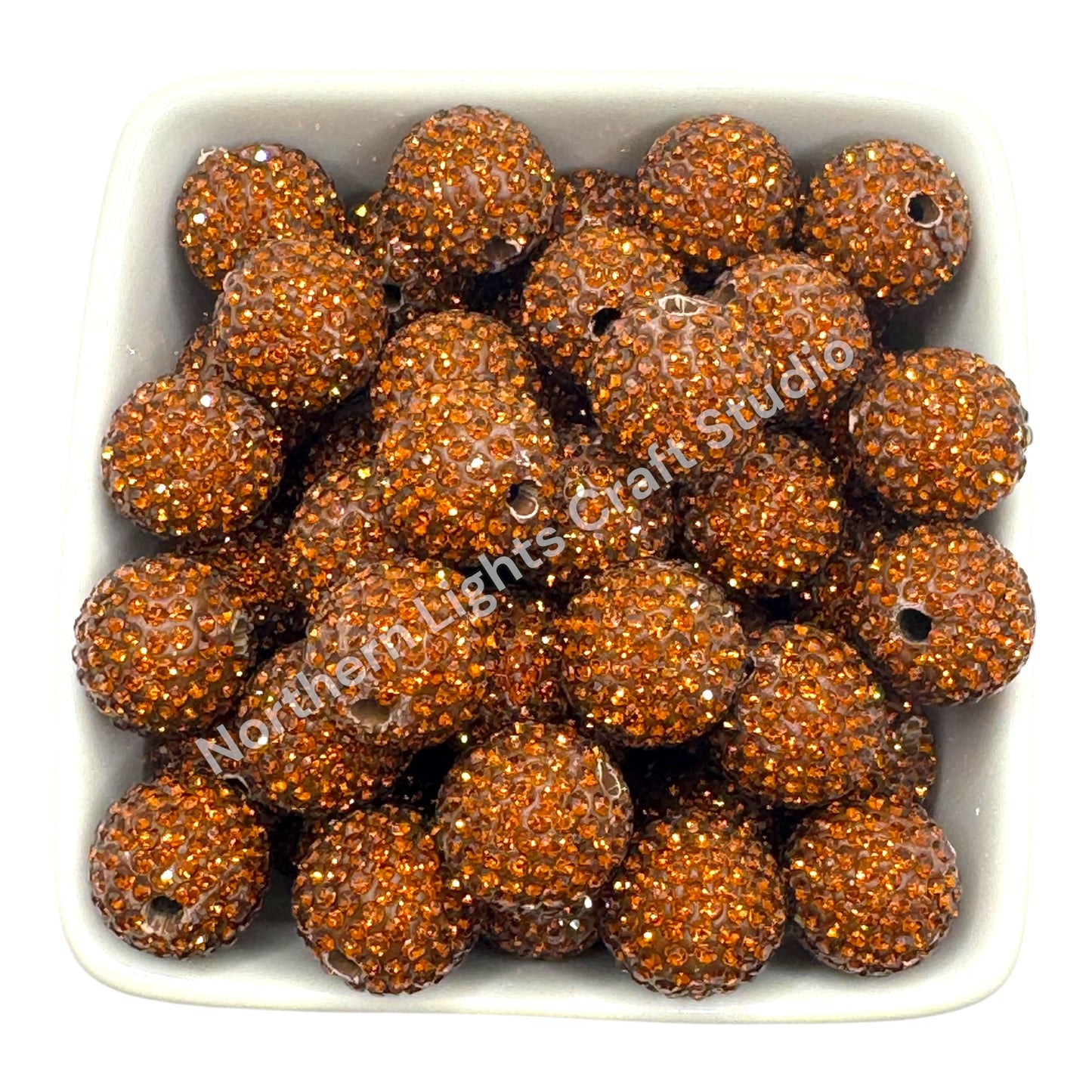 Dark Brown Rhinestone Beads-16mm - 10pc.