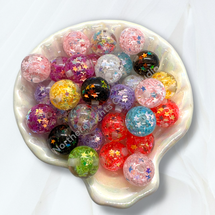 Irridesenct UV Fire Opal Star 16mm Shiny Beads - 20pc.