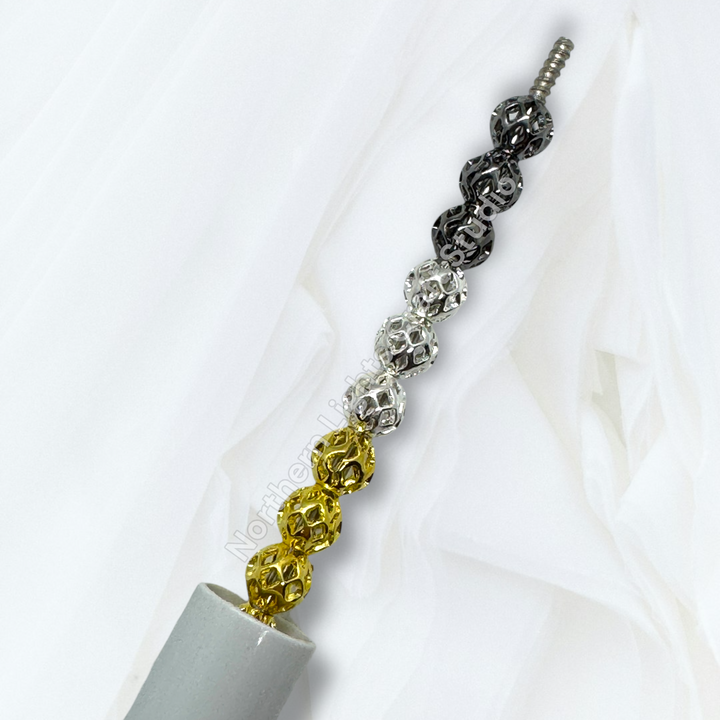 Lattice Design Metal Round 6mm Spacer Beads for Pens or Jewelry - 25pc.