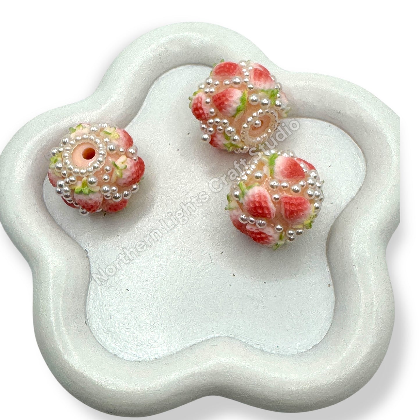 Acrylic Strawberry Sugar Beads 20mm - 3 pcs. - Read Description!
