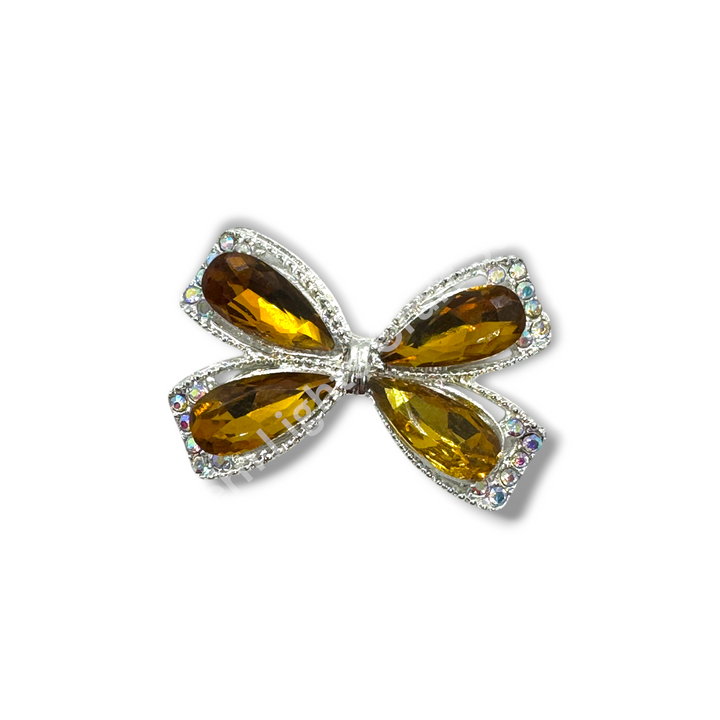 Fancy Large Metal and Crystal Bow Beads - 1pc.