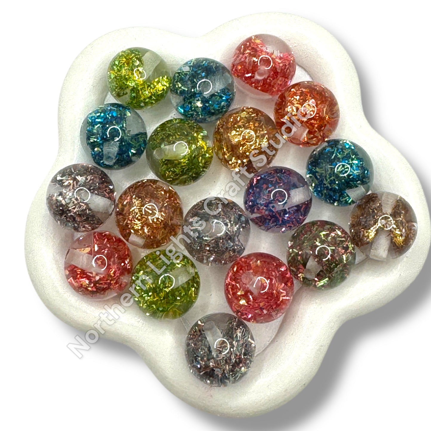 Glitter Tinsel Bow Beads- 16mm - 20 pieces