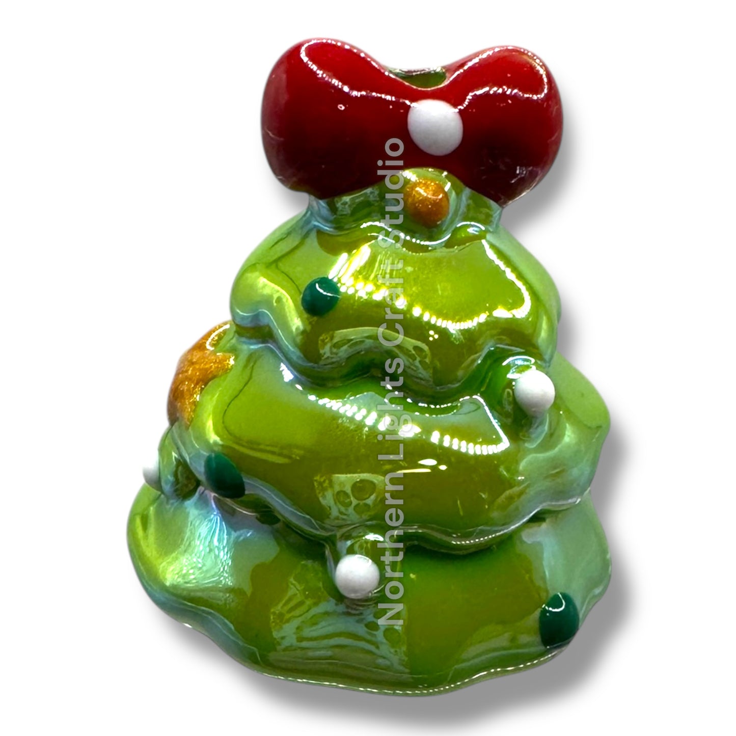 3d Christmas Tree Acrylic Hand Painted UV Beads-2pc.