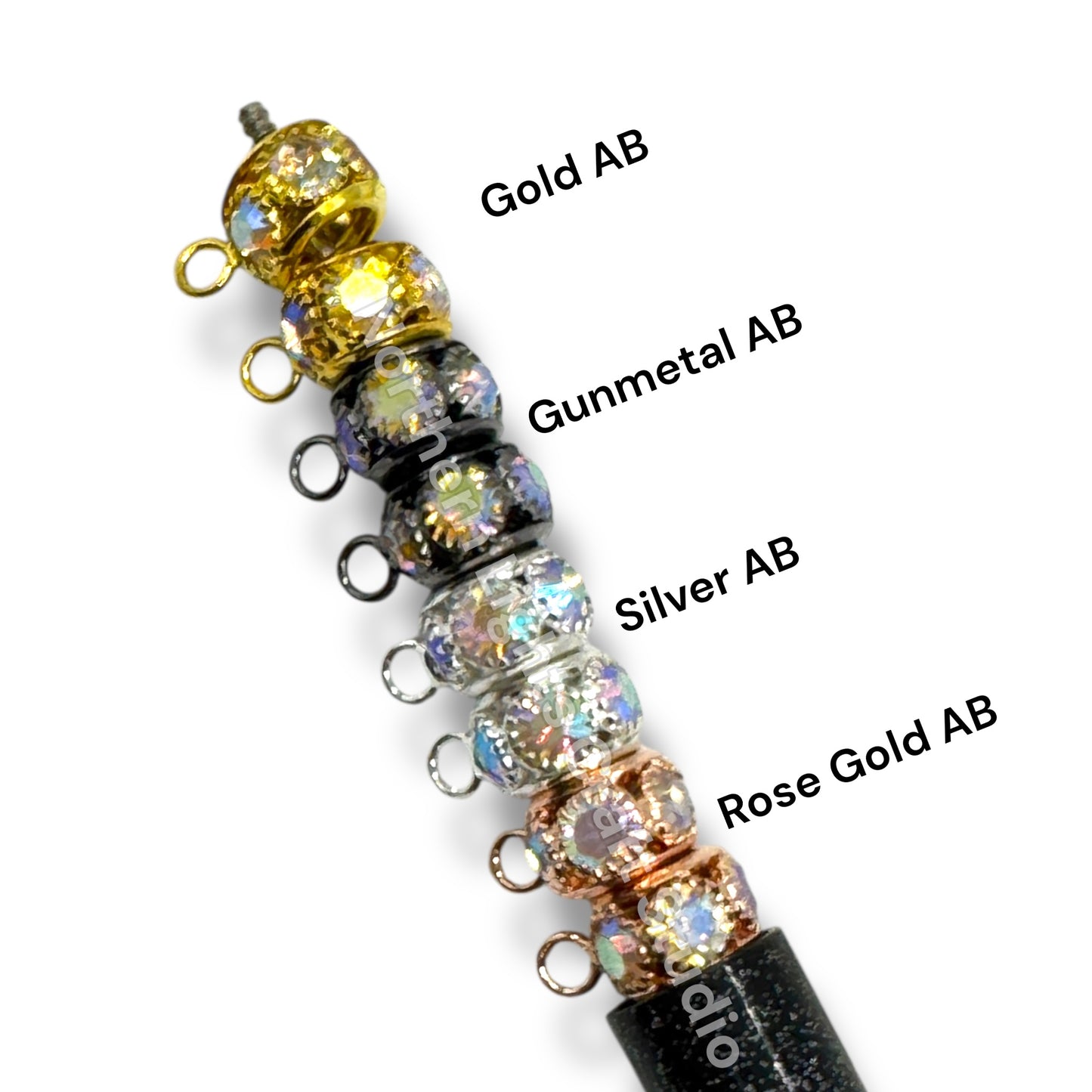 10mm Metal Alloy Spacer Bail Bead with Rhinestones - 10 pc.