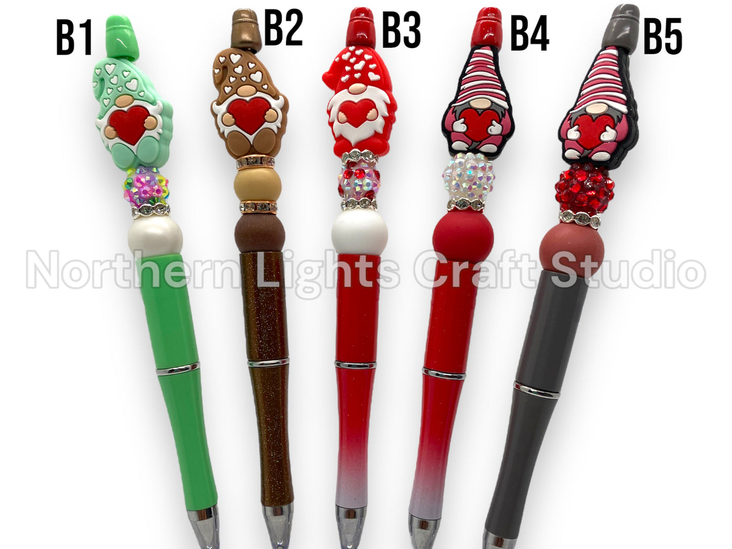 Valentine's Day Pen, Bling Pen, Cute Gnome Pen, Bling Pen, Rhinestone Pen, Bead Pen, Gift for Gnome Collector, Valentine's for Kids