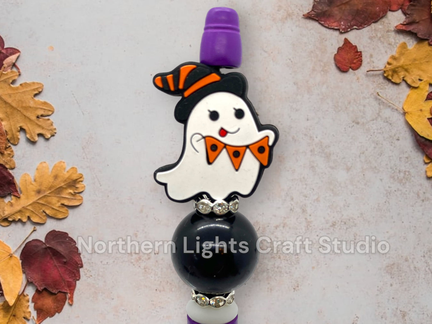 Halloween Custom Bead Pen, Bling Pen, Black Cat Pen, Spooky Pen, Ghost Pen, Rhinestone Pen, Trick or Treat, Cute Cat, Black Cat, Witch Hat