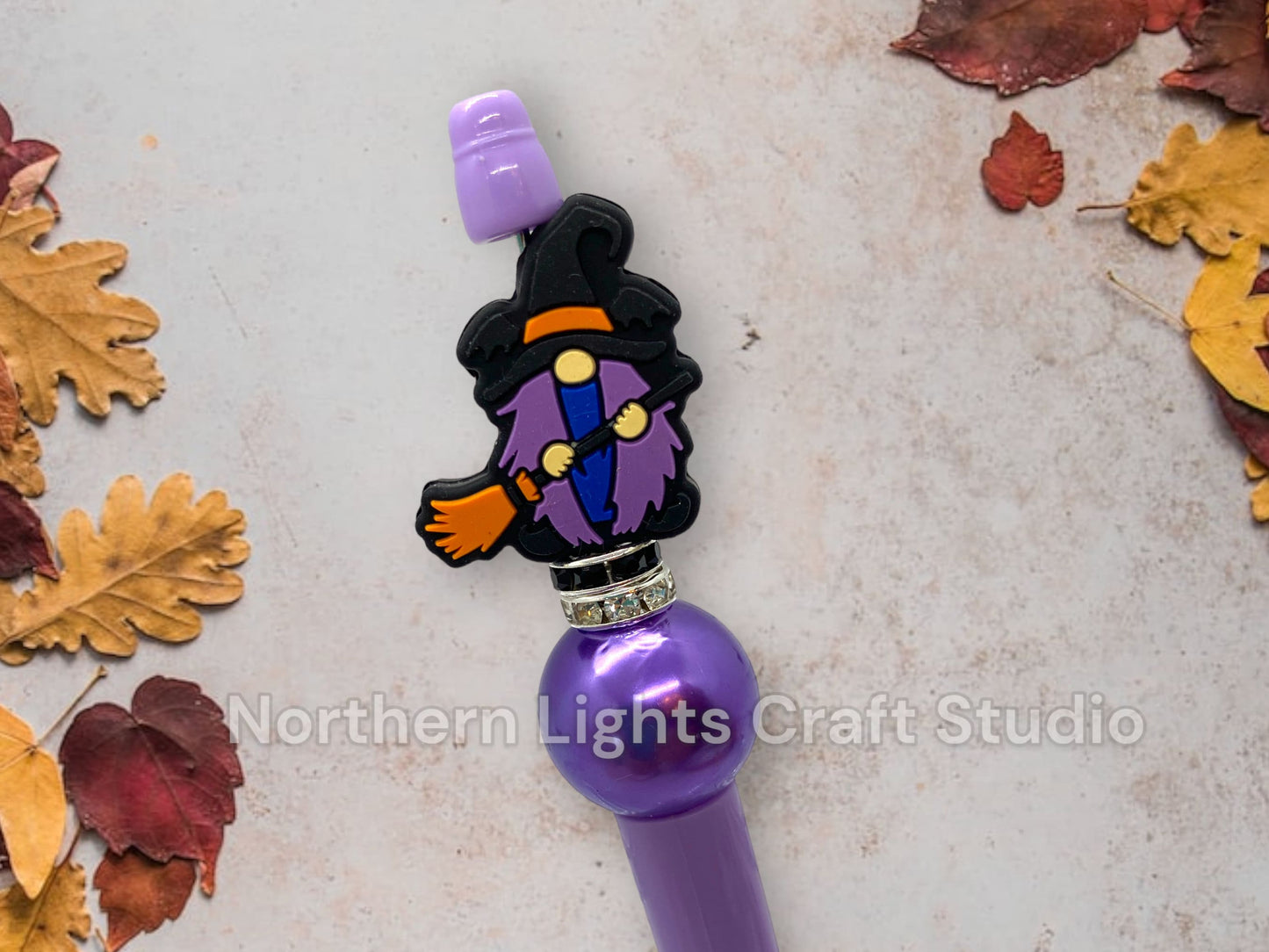 Halloween Custom Bead Pen, Bling Pen, Gnome Collector, Gnomes, Jack-0-Lantern, Rhinestone Pen, Trick or Treat Gift, Halloween Door Prize