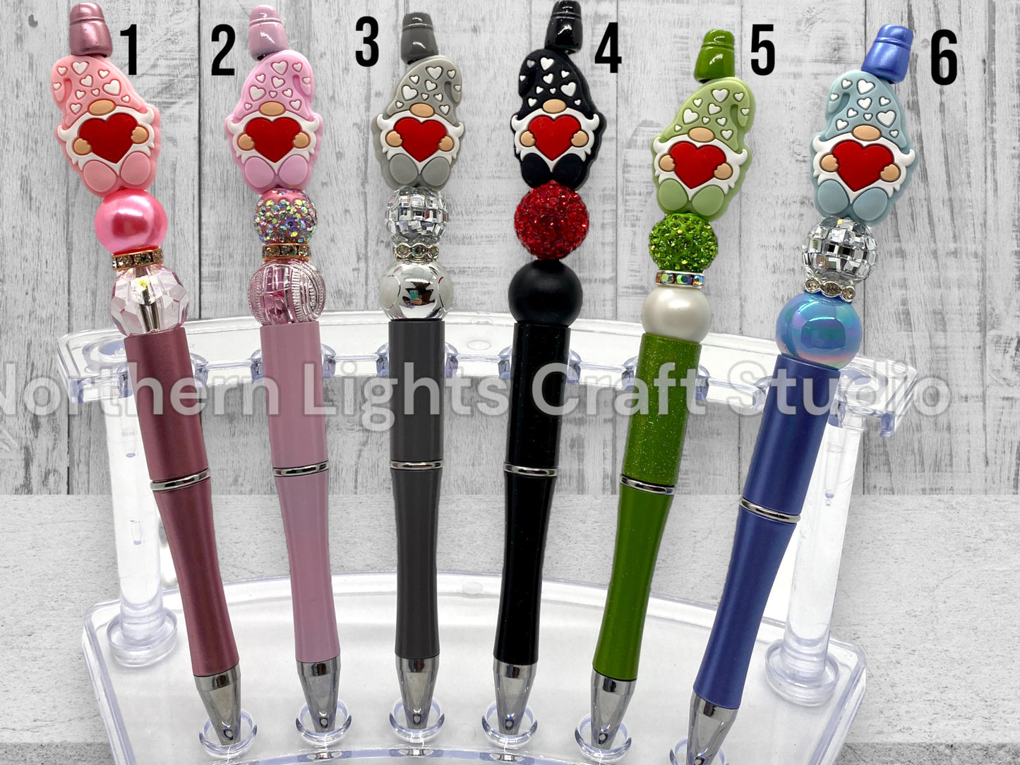 Valentine's Day Pen, Bling Pen, Cute Gnome Pen, Bling Pen, Rhinestone Pen, Bead Pen, Gift for Gnome Collector, Valentine's for Kids