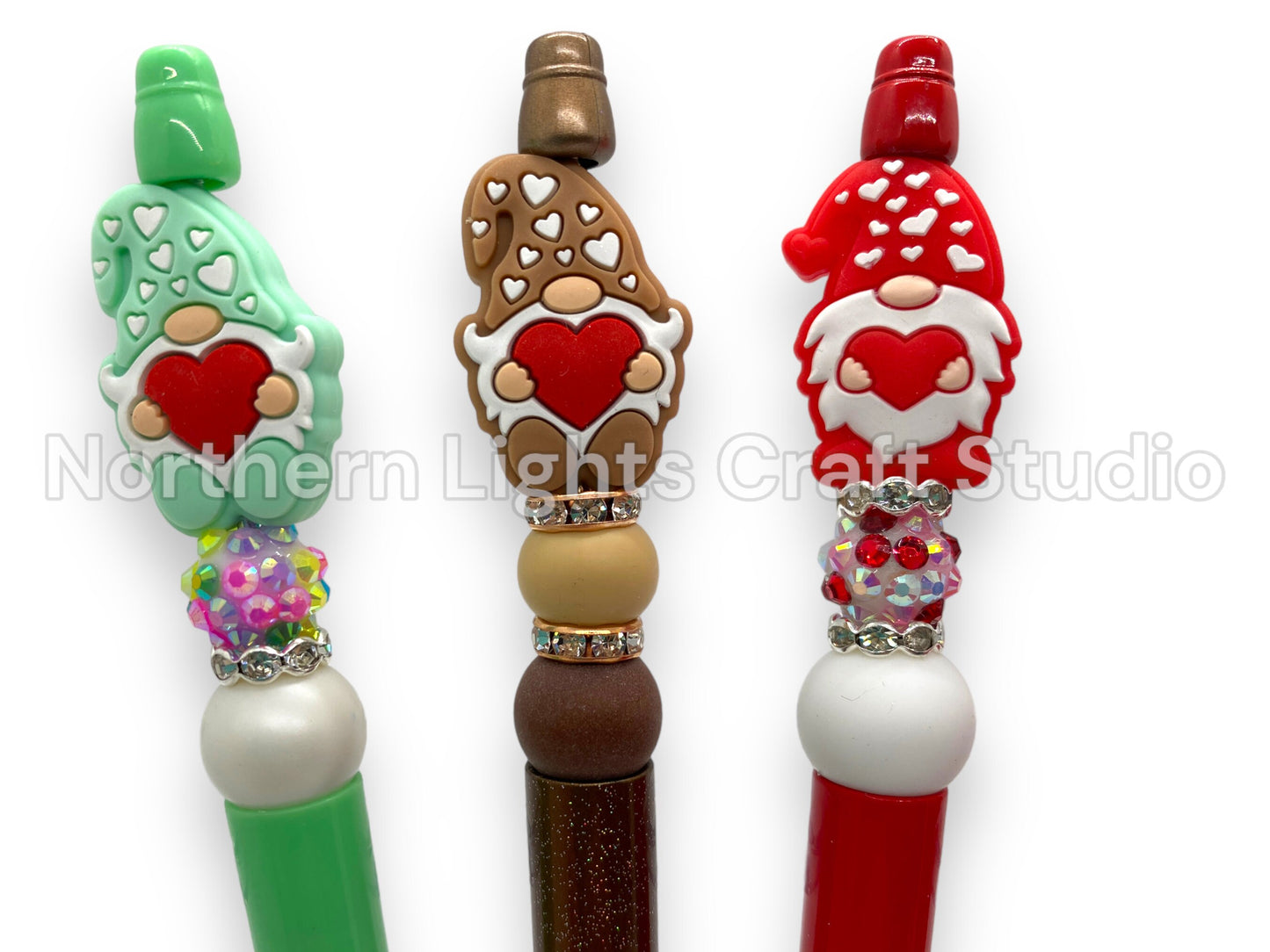 Valentine's Day Pen, Bling Pen, Cute Gnome Pen, Bling Pen, Rhinestone Pen, Bead Pen, Gift for Gnome Collector, Valentine's for Kids