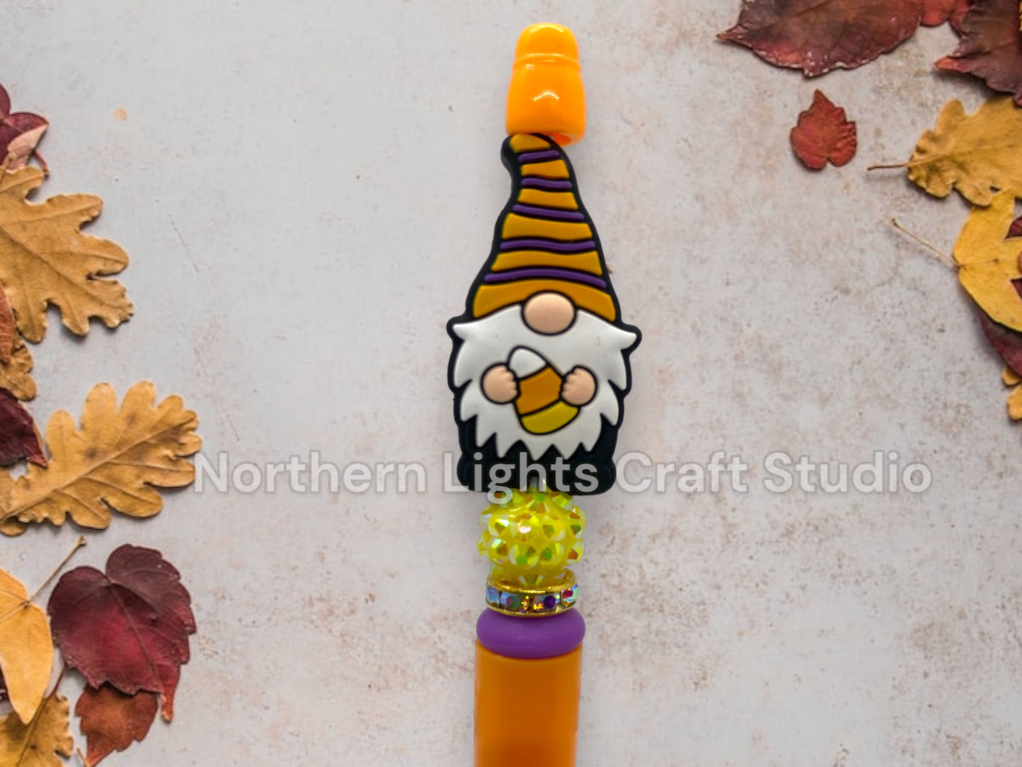 Halloween Custom Bead Pen, Bling Pen, Gnome Collector, Gnomes, Jack-0-Lantern, Rhinestone Pen, Trick or Treat Gift, Halloween Door Prize