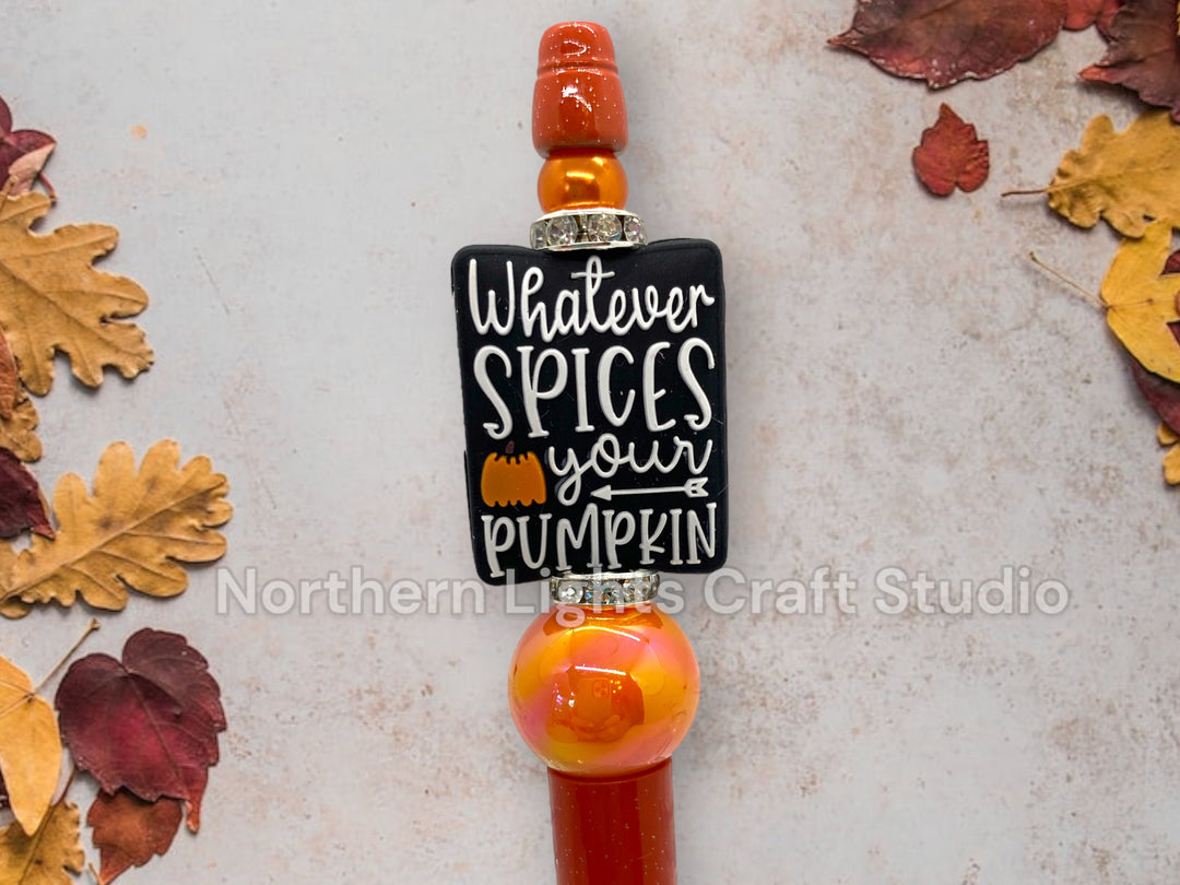 Custom Beaded Pen, Pumpkin Spice Latte, Bling Pen, Thanksgiving Gift, Pumpkin Themed Gift, Caramel Latte, Coffee Pen, Fall Themed Gift