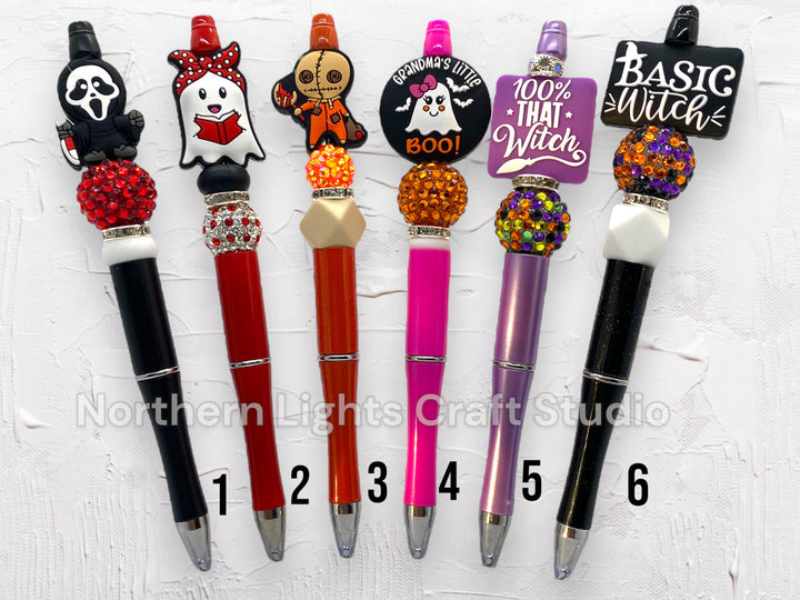 Halloween Bead Pens, Beaded Halloween Pens, Halloween Bling Pens, Grandma&