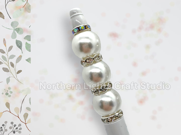 Wedding Guest Book Pen, Bling Pen, Rhinestone Pen, Bridal Shower Guest Book, Bridesmaid Gift, Elegant Pen, Pearl pen, White Pen, Crystal Pen