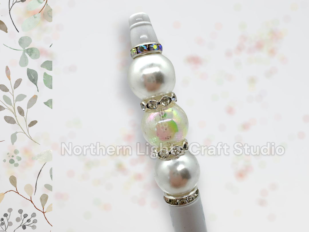Wedding Guest Book Pen, Bling Pen, Rhinestone Pen, Bridal Shower Guest Book, Bridesmaid Gift, Elegant Pen, Pearl pen, White Pen, Crystal Pen