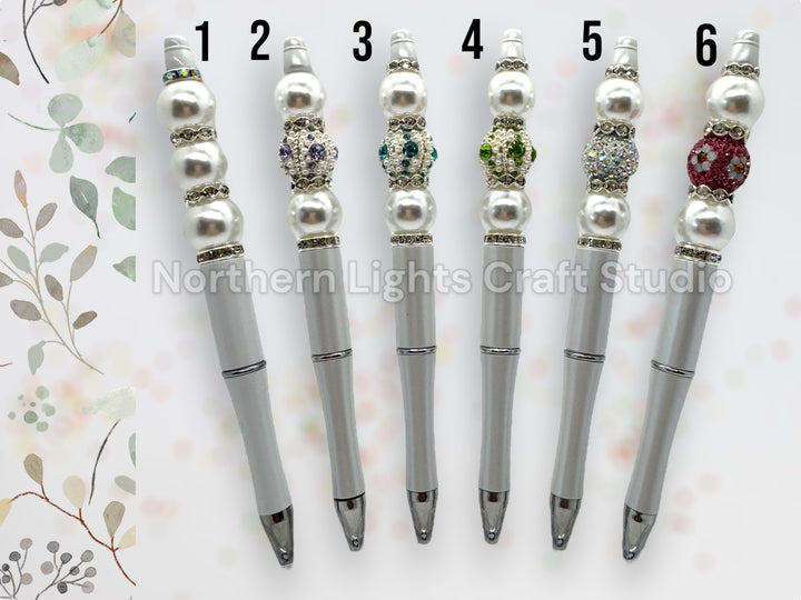 Wedding Guest Book Pen, Bling Pen, Rhinestone Pen, Bridal Shower Guest Book, Bridesmaid Gift, Elegant Pen, Pearl pen, White Pen, Crystal Pen