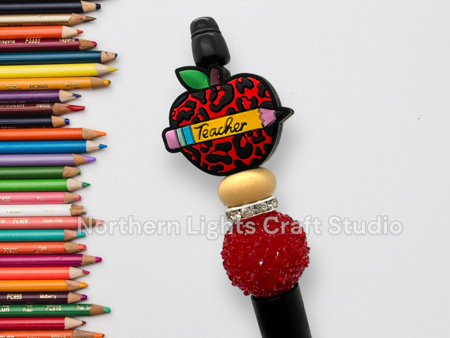 Teacher Appreciation Gift, Teacher Apple Pen, Bling Pen, Teacher Heart, Teacher Christmas Gift, Boho Teacher, Cute Teacher Pen