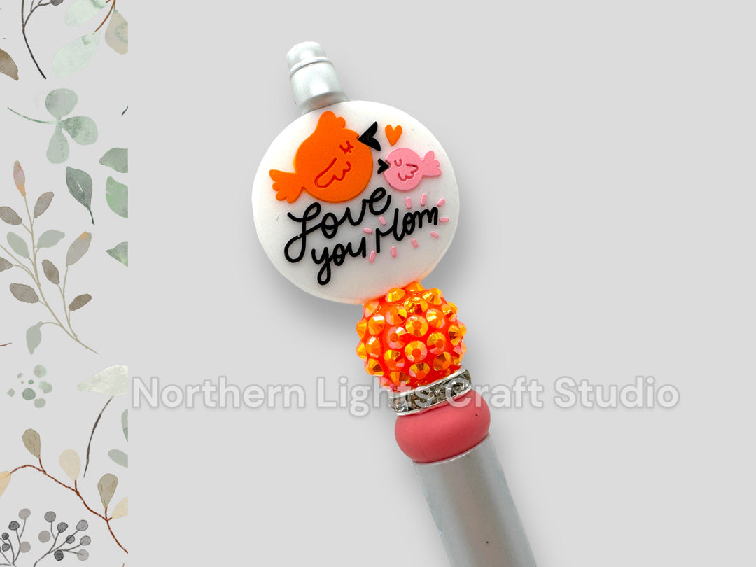 Custom Beaded Pen, I Love You Mom Pen, Fancy Mom Pen, Stocking Stuffers for Mom, Mom Pen, Bling Mom Gift Idea, Mother&
