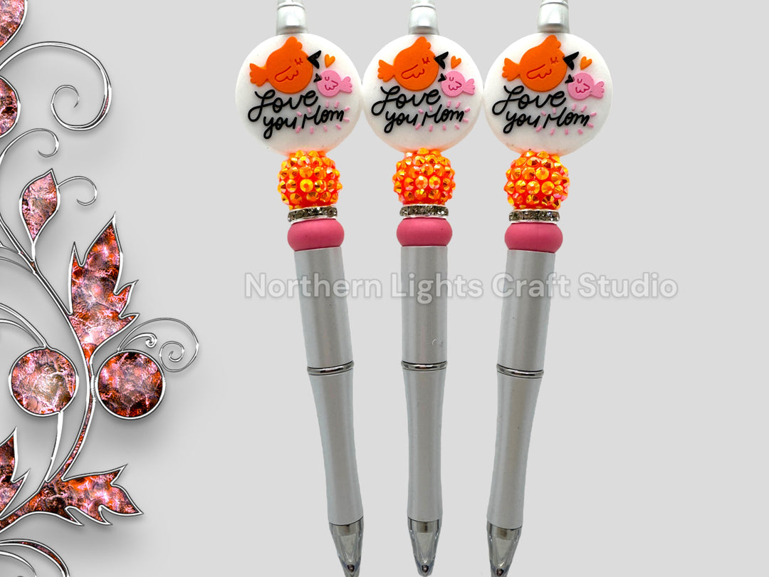 Custom Beaded Pen, I Love You Mom Pen, Fancy Mom Pen, Stocking Stuffers for Mom, Mom Pen, Bling Mom Gift Idea, Mother&