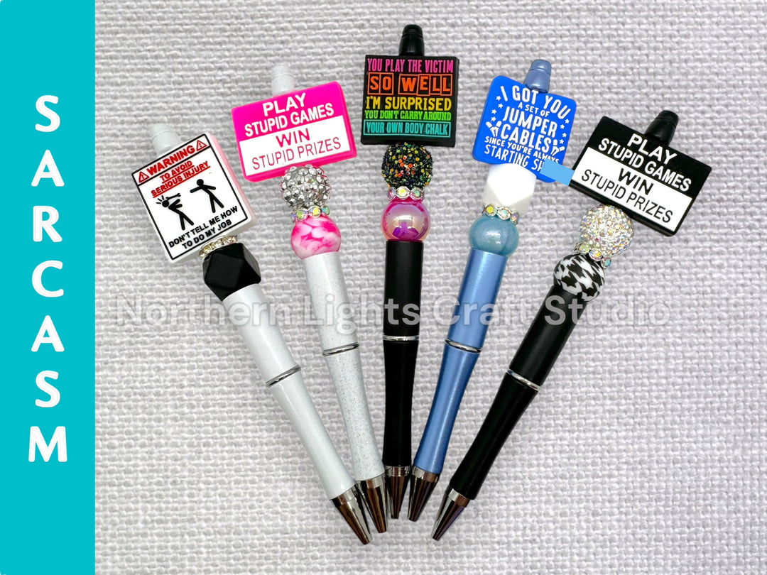 Sarcastic Pens, Play Stupid Games Win Stupid Prizes Silicone Focal Bead Pen, Don&
