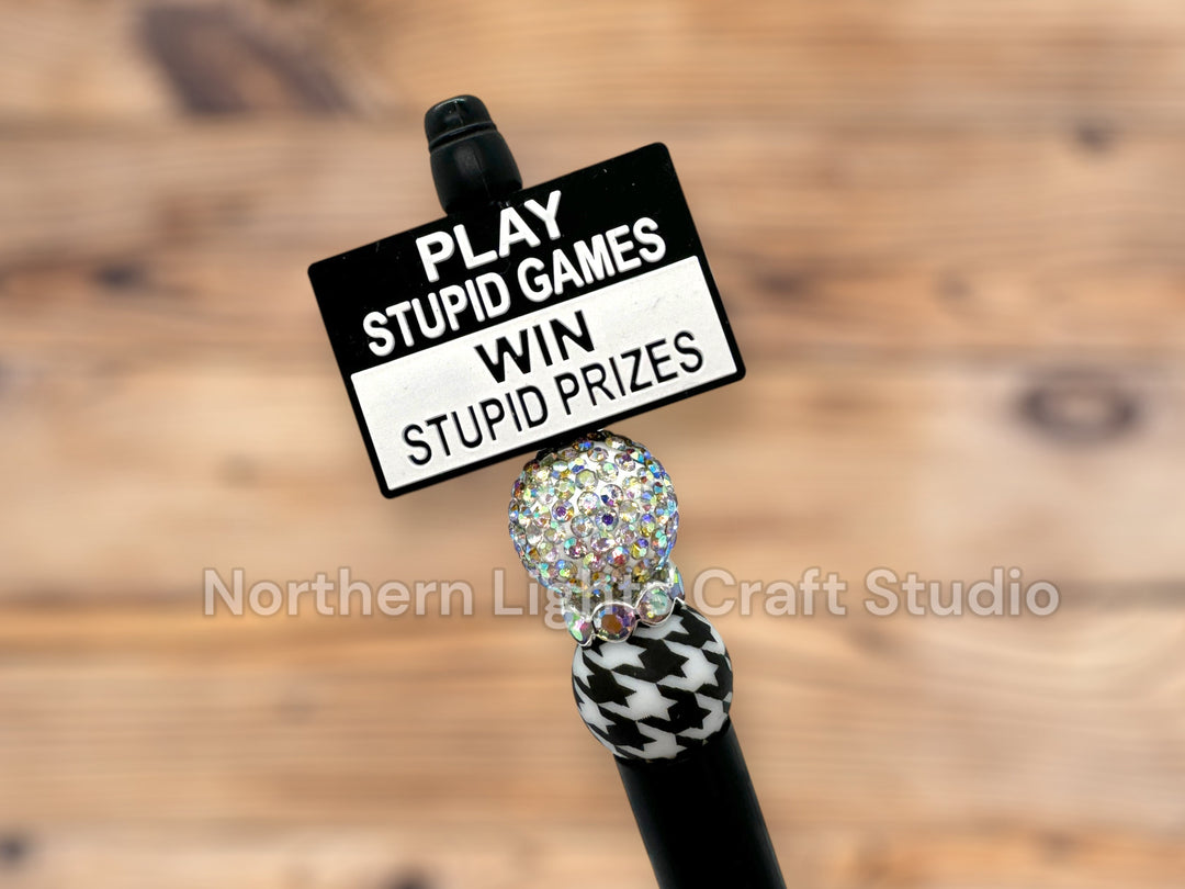 Sarcastic Pens, Play Stupid Games Win Stupid Prizes Silicone Focal Bead Pen, Don&
