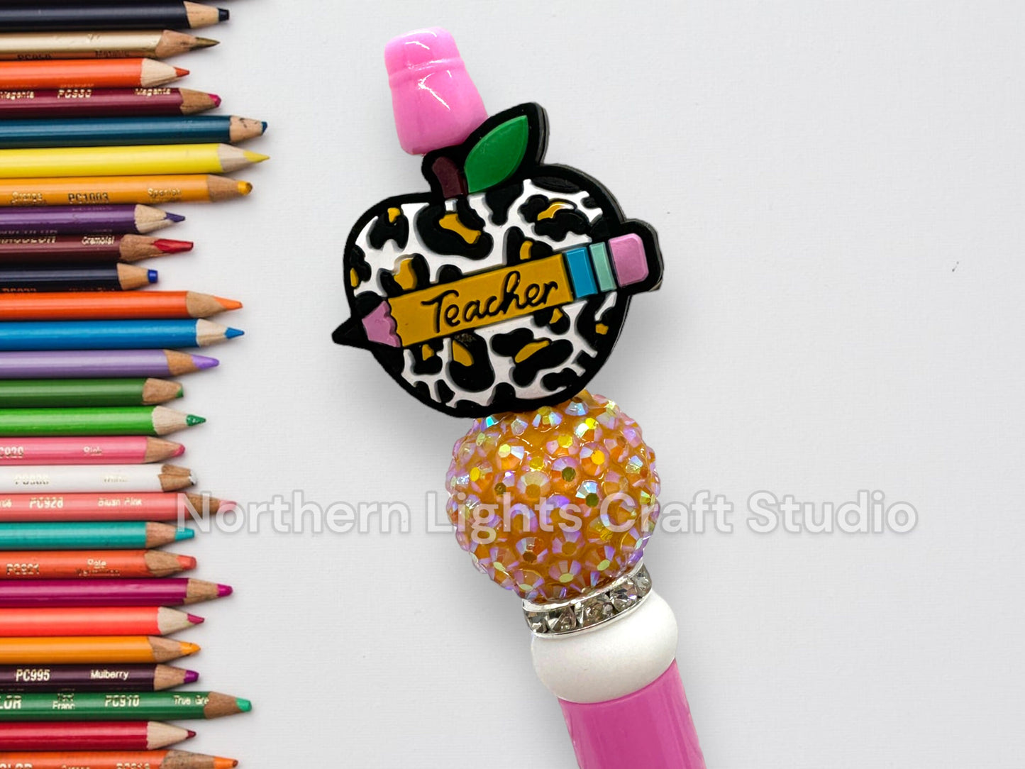 Teacher Appreciation Gift, Teacher Apple Pen, Bling Pen, Teacher Heart, Teacher Christmas Gift, Boho Teacher, Cute Teacher Pen