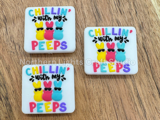 Chillin' With My Peeps Silicone Focal Bead, Easter Focal, Peep Focal