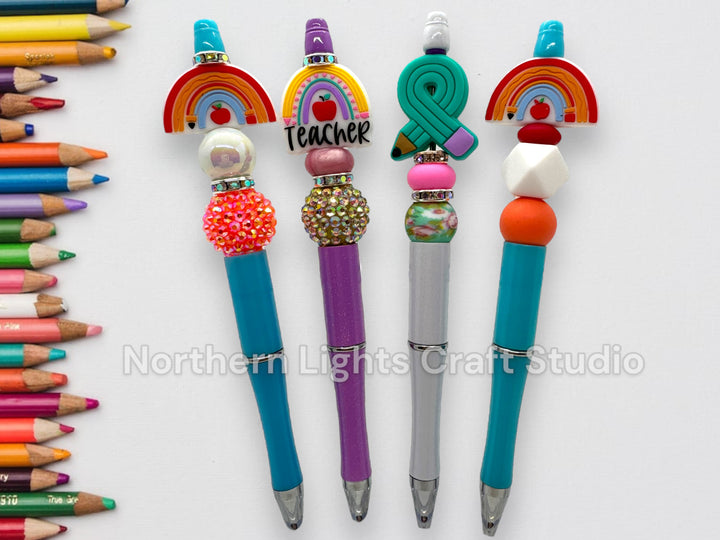 Teacher Appreciation Gift, Teacher Apple Pen, Bling Pen, Teacher Rainbow, Teacher Gift, Boho Teacher, Cute Teacher Pen