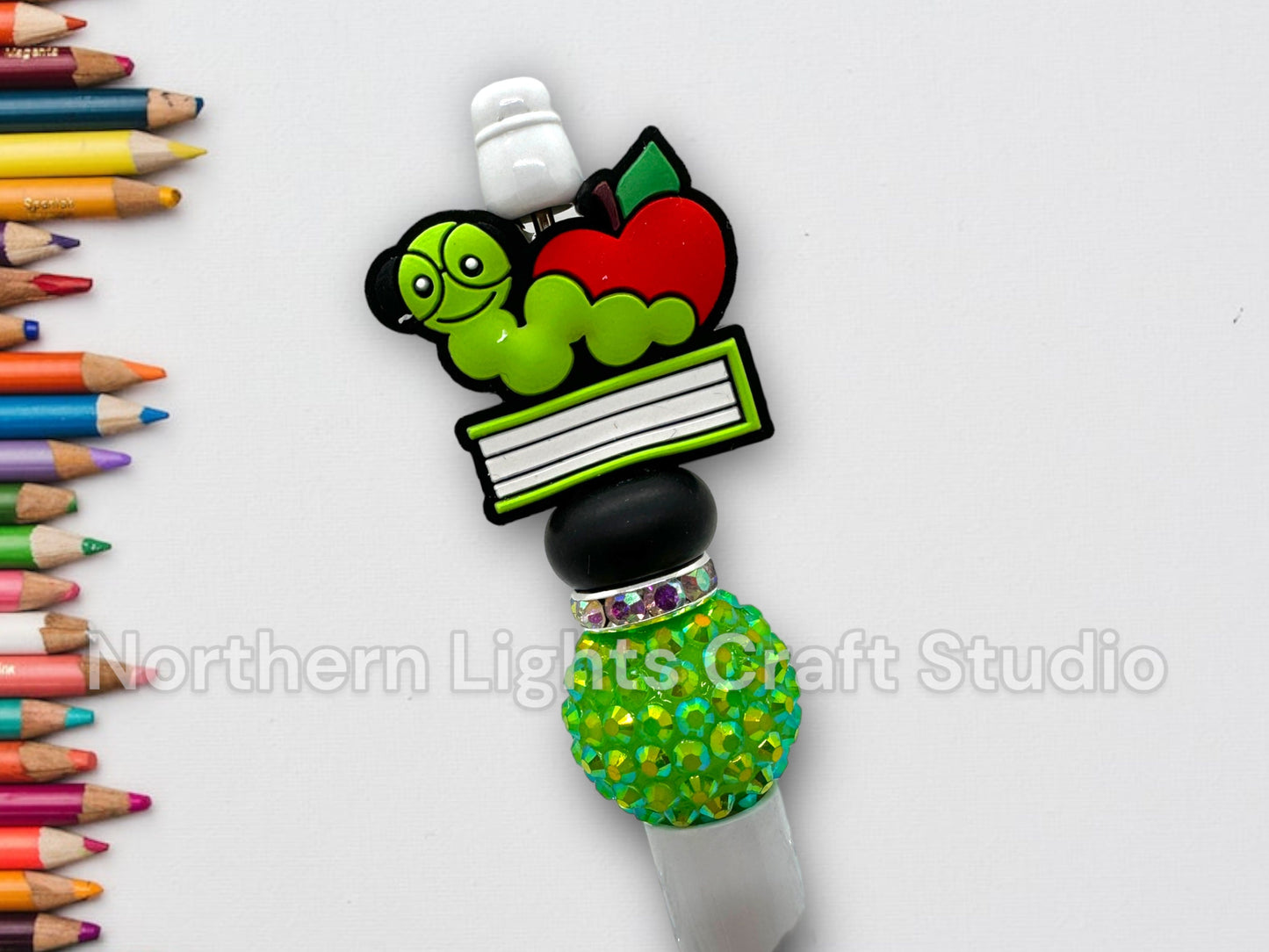 Teacher Appreciation Gift, Teacher Apple Pen, Bling Pen, Book Worm Pen, Teacher Christmas Gift, Cute Teacher Pen, Buffalo Plaid Teacher Pen