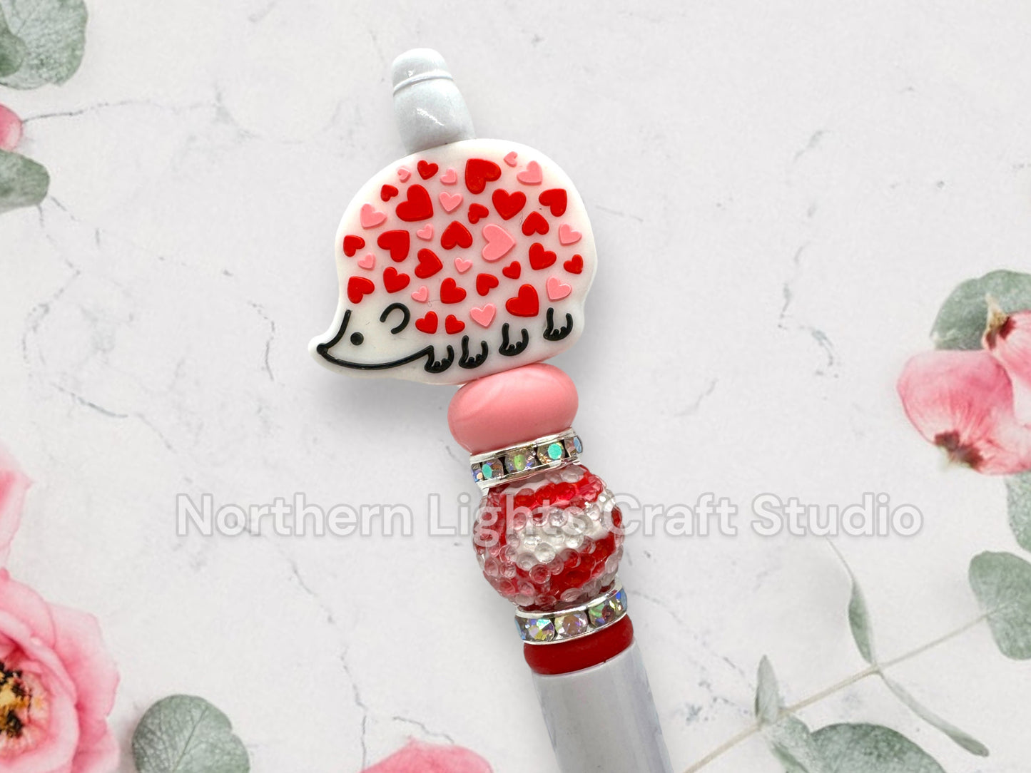 Valentine's Day Pen, Bling Pen, Bling Gnome Pen, Rhinestone Pen, Bead Pen, Hedgehog Pen, Red Truck Pen, Valentine Skull and Crossbones