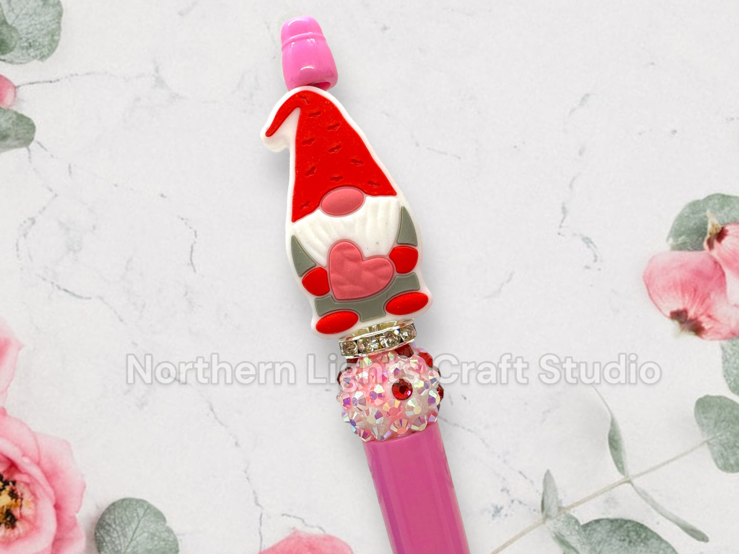 Valentine's Day Pen, Bling Pen, Bling Gnome Pen, Rhinestone Pen, Bead Pen, Hedgehog Pen, Red Truck Pen, Valentine Skull and Crossbones