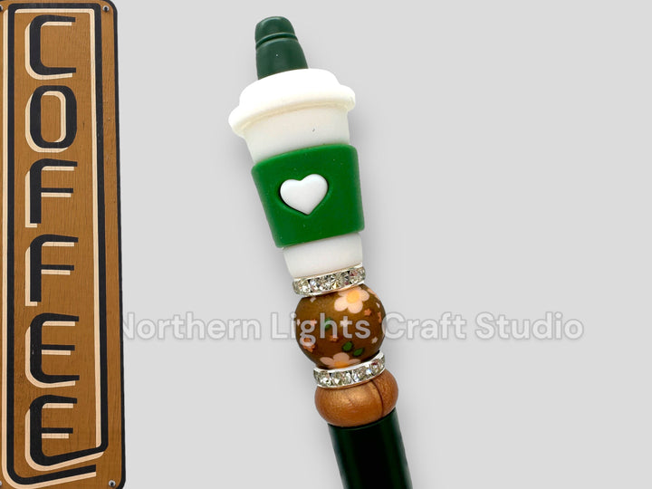 Limited Edition 3D  Coffee Pen, Beaded Pens, Beaded Coffee Pens, Gift for Coffee Lovers