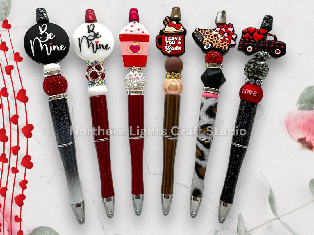 Beaded Valentine Pen, Custom Valentine Bead Pen, Be Mine Pen, Valentine&