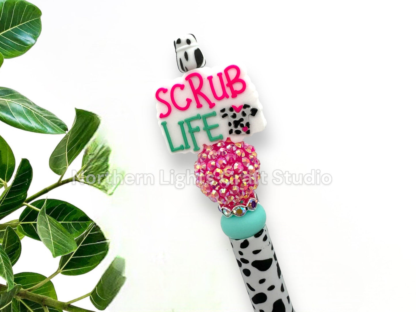 Scrub Life Bead Pen, Beaded Scrub Life Pen, Leopard Print Scrub Life, Gifts for Medical Staff, Nurse Keychain
