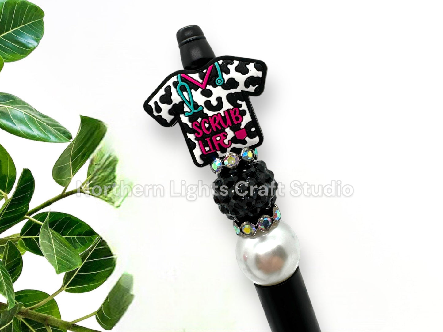 Scrub Life Bead Pen, Beaded Scrub Life Pen, Leopard Print Scrub Life, Gifts for Medical Staff, Nurse Keychain